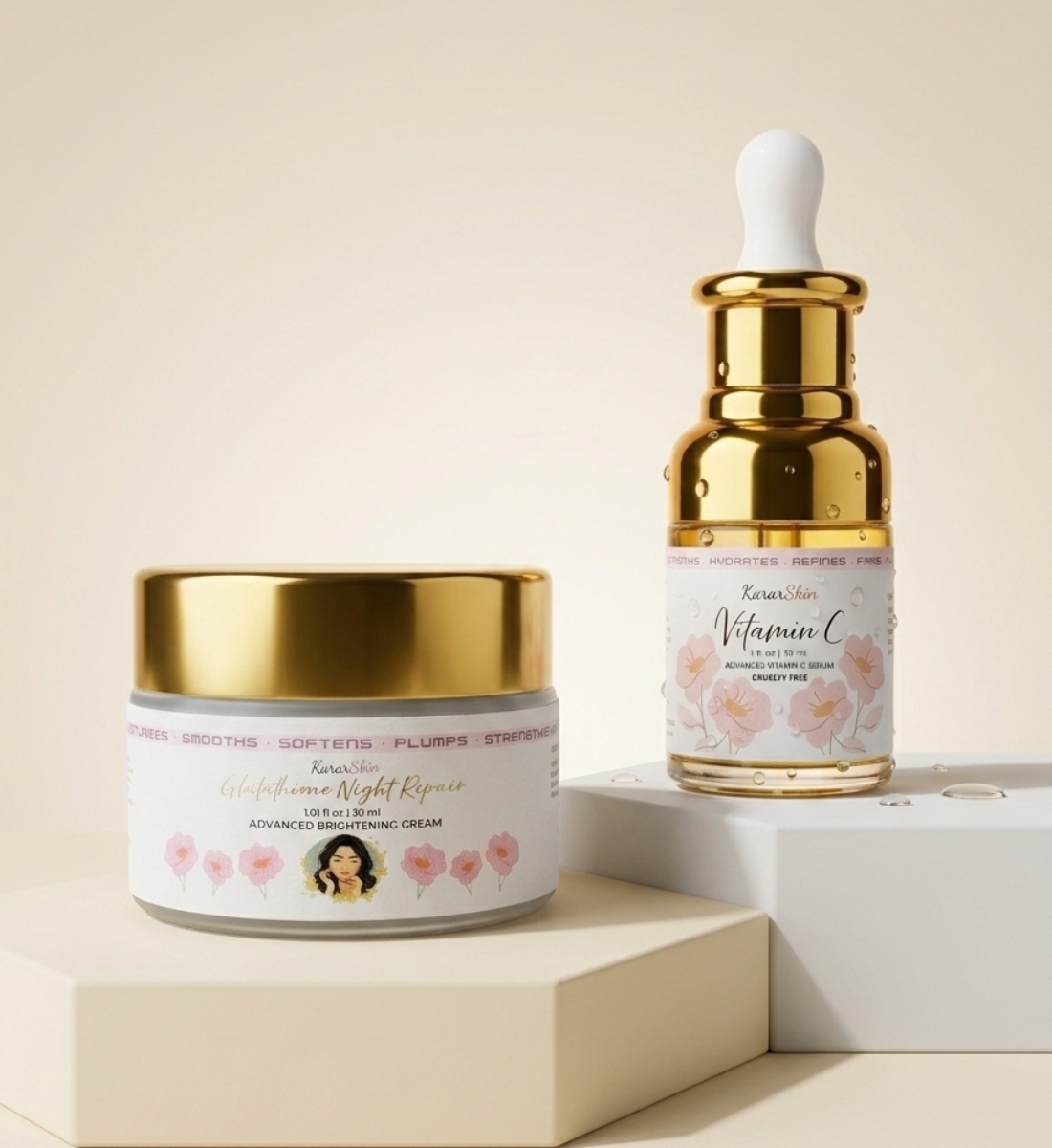 Main image of Glutathione Night Cream + Vitamin C Serum Combo